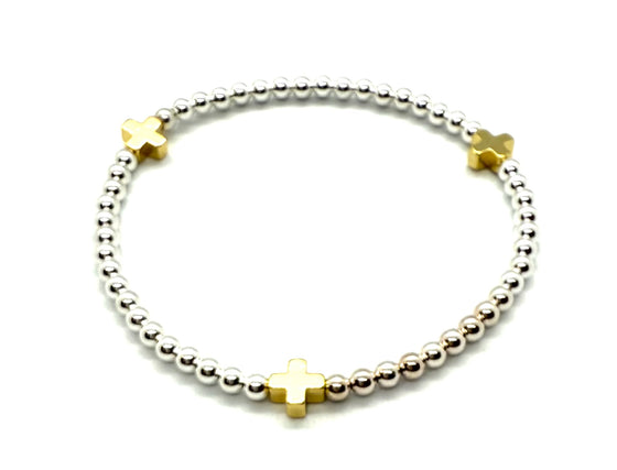3mm Classic Cross Beaded Bracelet
