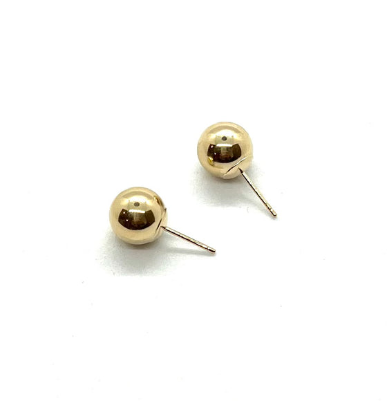 8mm 14K Fine Gold Ball Earring