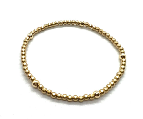 3mm Yellow Gold Filled Classic Matte Mixed Bracelet