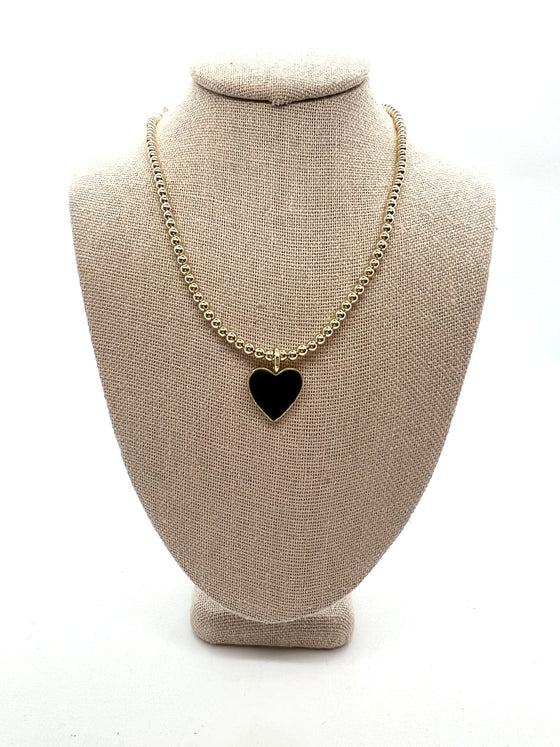 3mm Beaded Heart Necklace