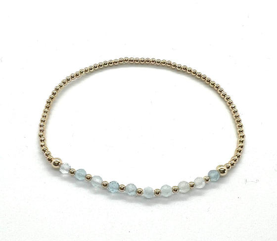 3mm Aquamarine Half Pattern Gemstone Bracelet