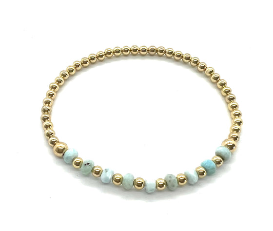 3mm Larimar Half Pattern Gemstone Bracelet