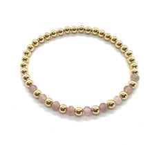  4mm Rose Quartz Half Pattern Gemstone Bracelet
