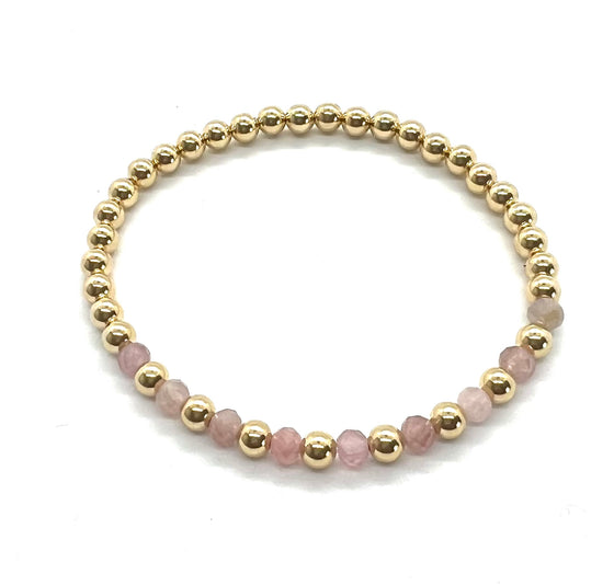 4mm Rose Quartz Half Pattern Gemstone Bracelet