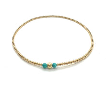  2mm Beaded Anklet with Turquoise Gemstone
