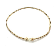  2mm Beaded Anklet with White Gemstone