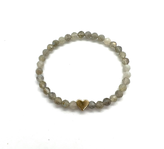 Labrodite Heart Gemstone Bracelet