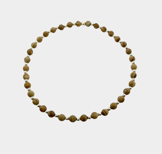 4mm Wood Full Pattern Gemstone Bracelet