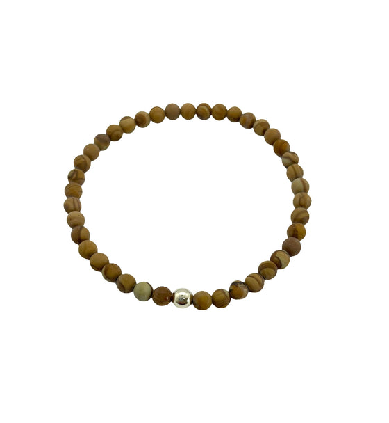 4mm Wood Simple Gemstone Bracelet