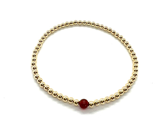 College Series Single Gemstone Beaded Bracelet