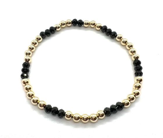 Black Agate Faceted Gemstone Pattern Bracelet